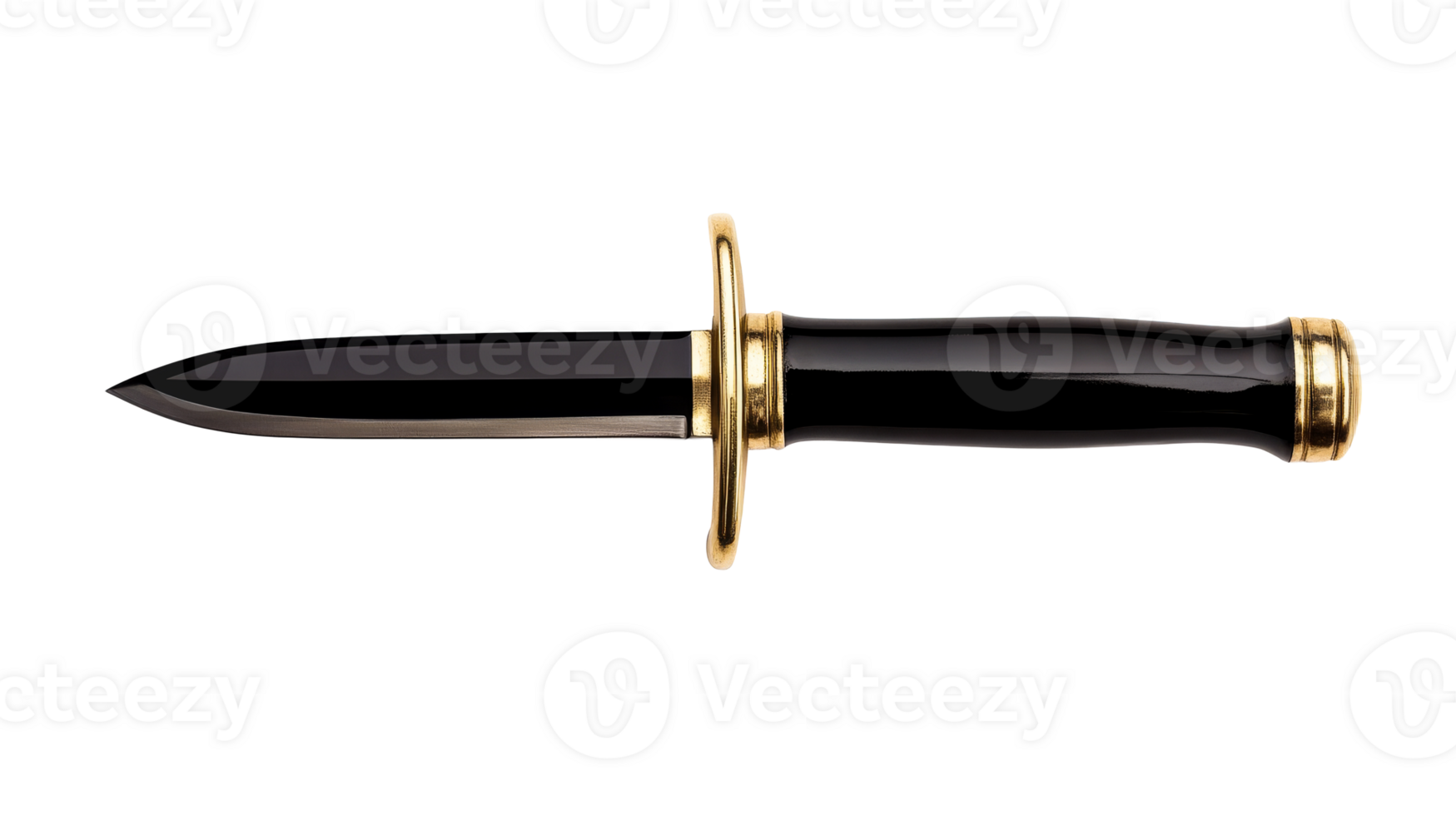 Elegant dagger with a black blade and golden accents displayed png