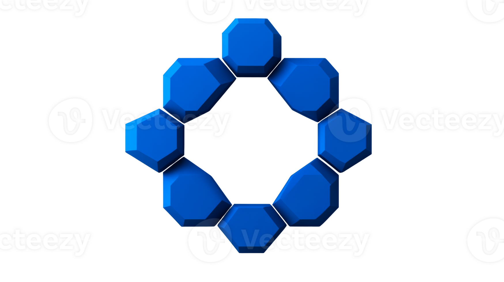 Geometric blue shapes arranged in a circular pattern with transparency png