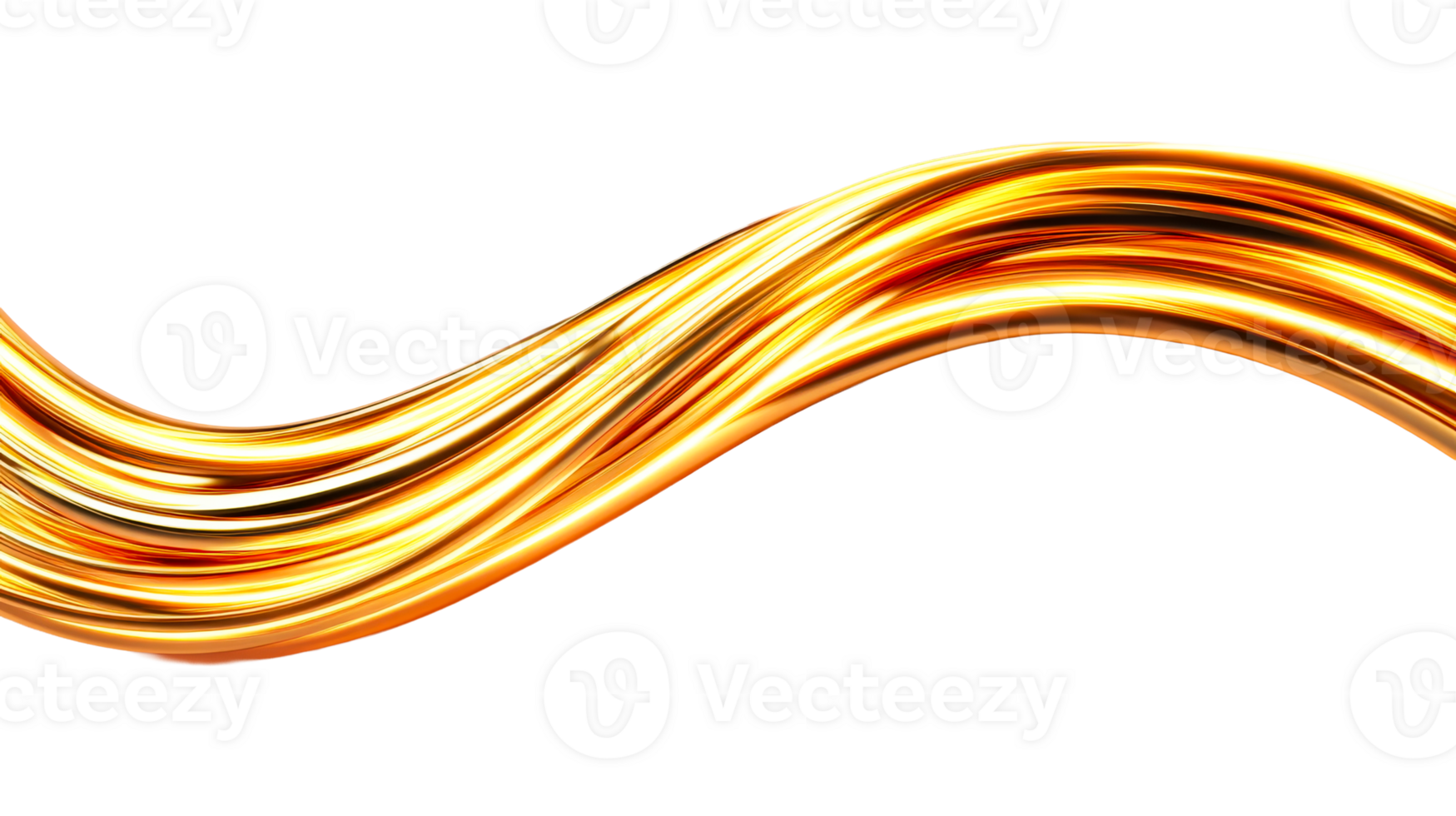 Flowing golden wave design on transparent background png