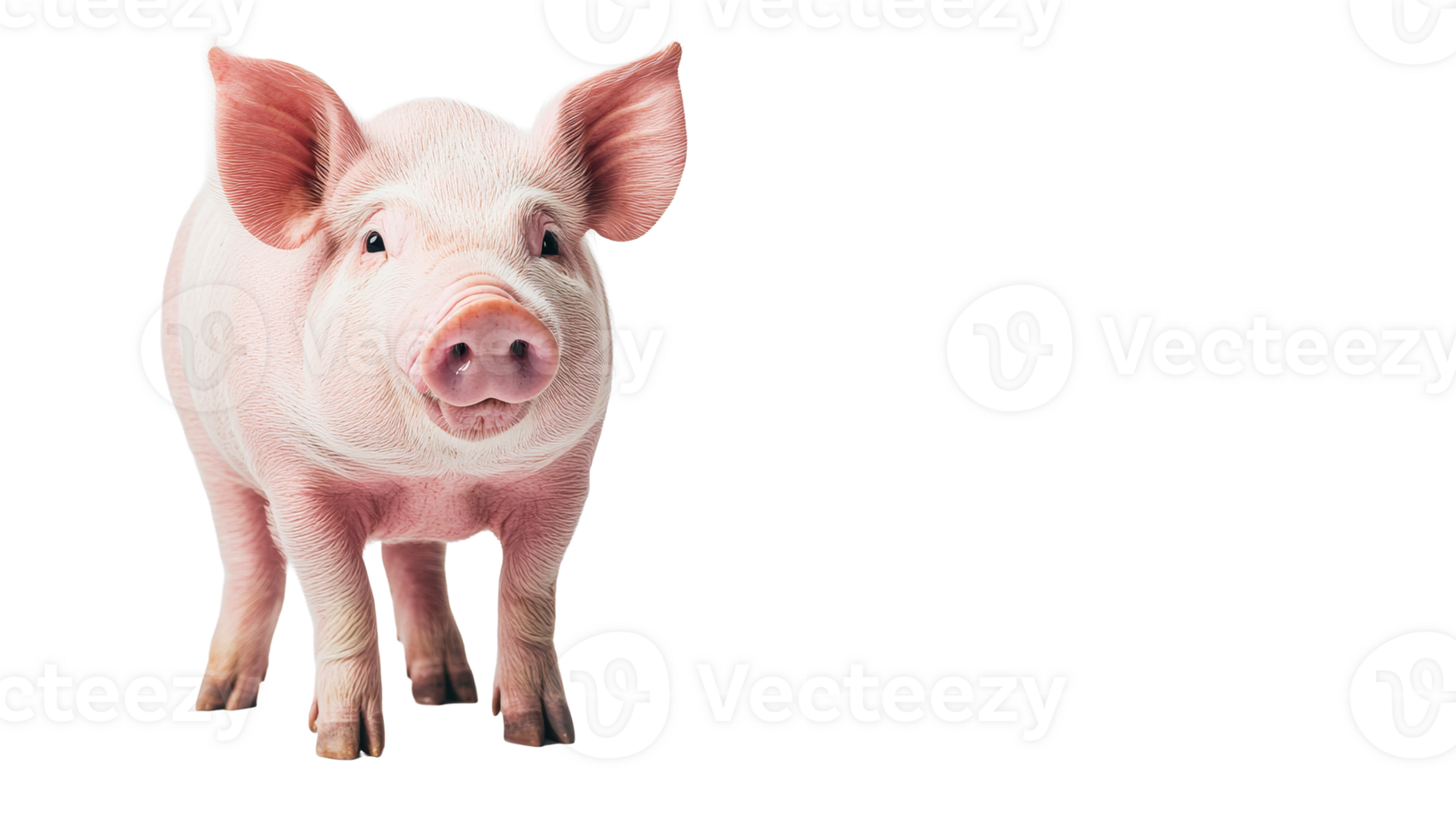 Happy pig standing on transparent background looking at camera png