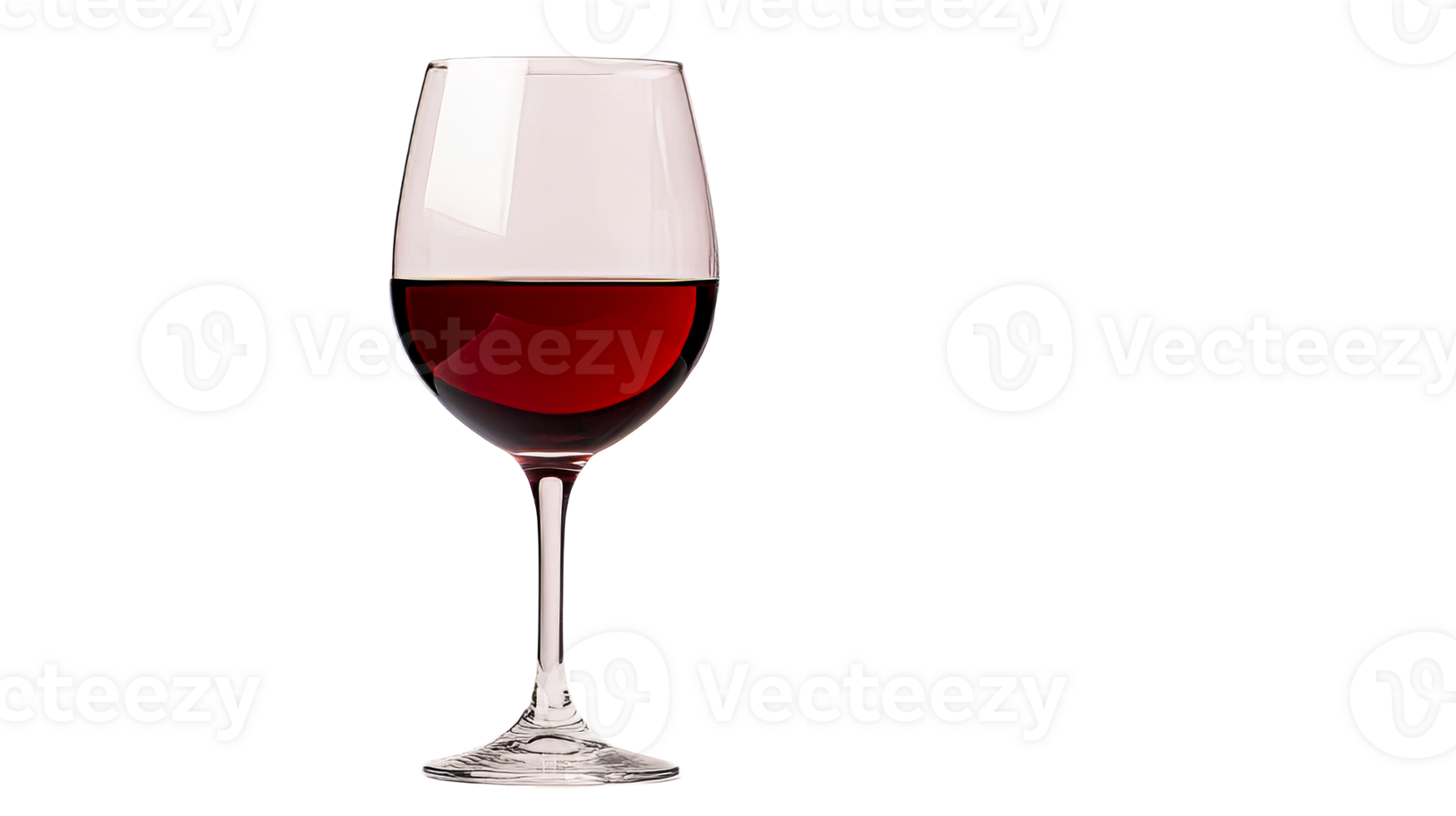 Red wine glass with rich color on transparent background png