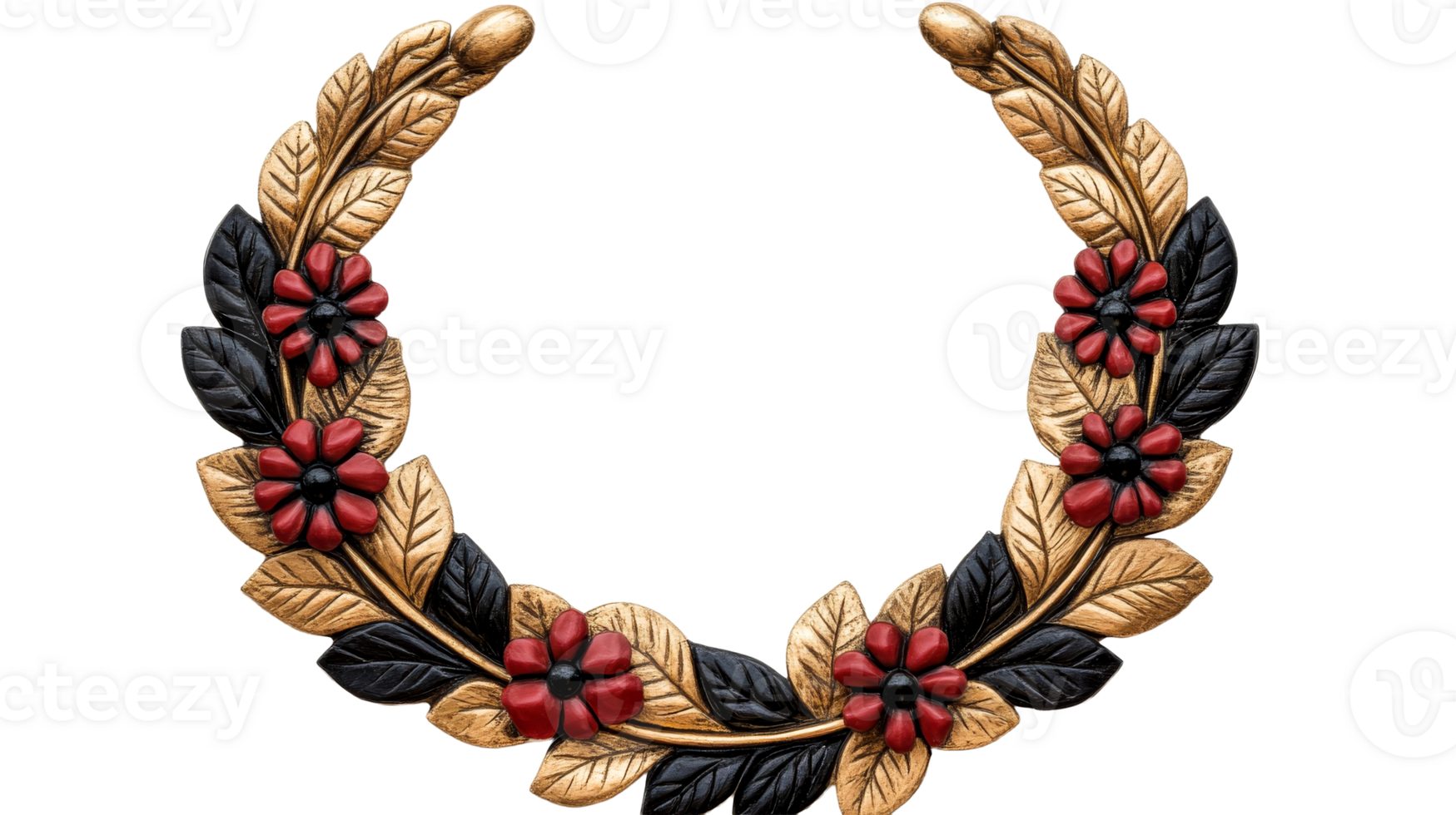 Elegant floral wreath design with leaves and flowers png