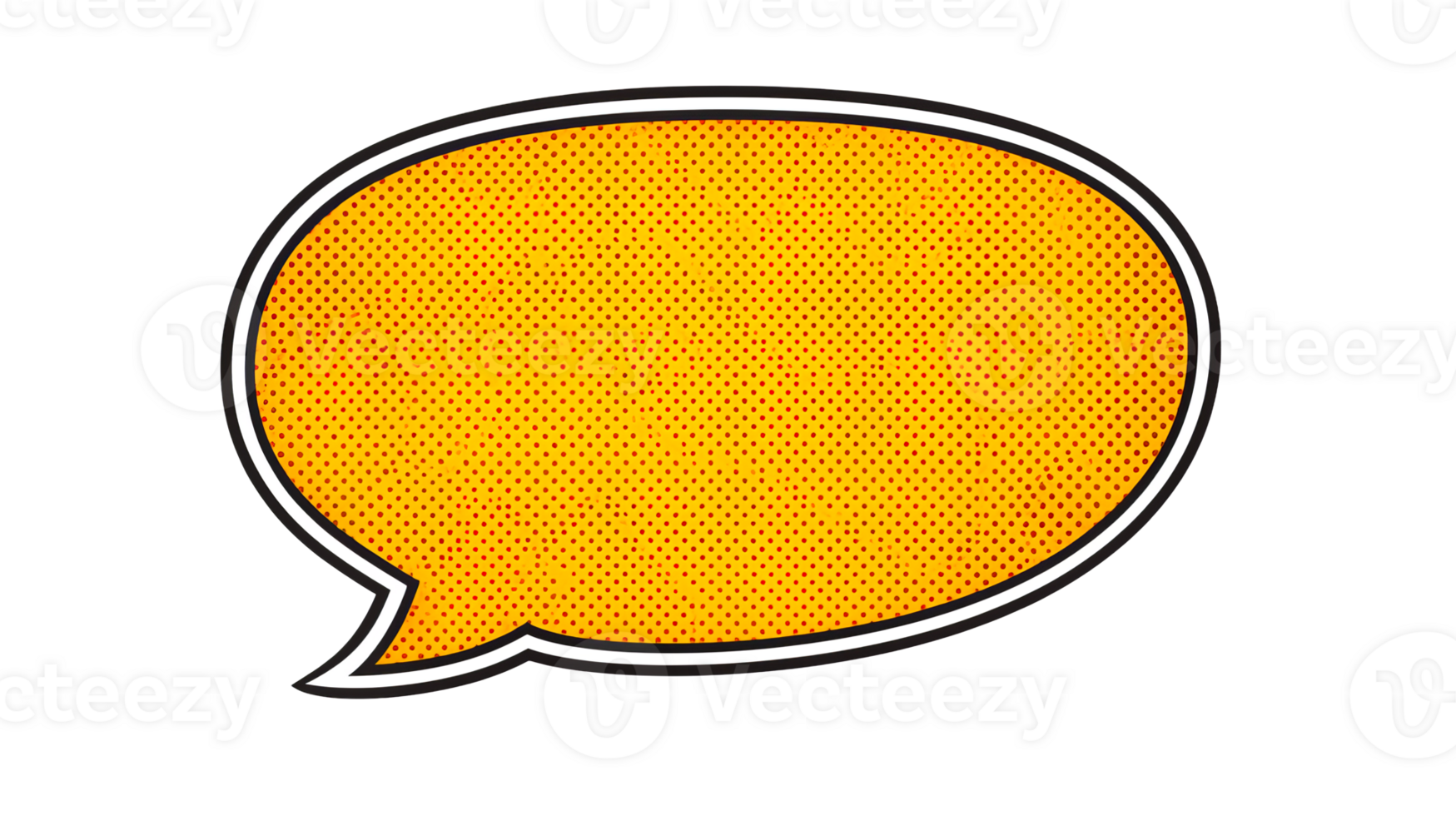Bright yellow speech bubble with black outline for text insertion png