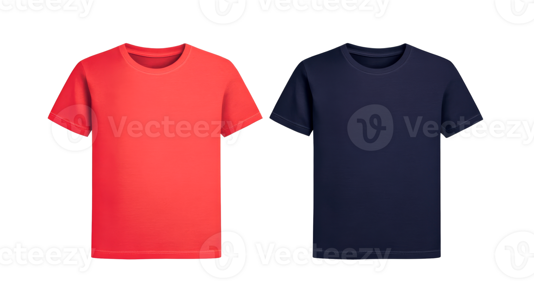 Two plain t shirts on a transparent background in different colors png