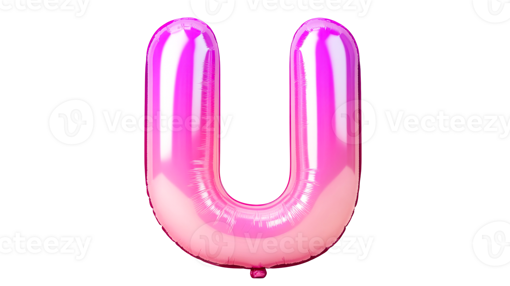 Large pink gradient balloon letter U on transparent background png