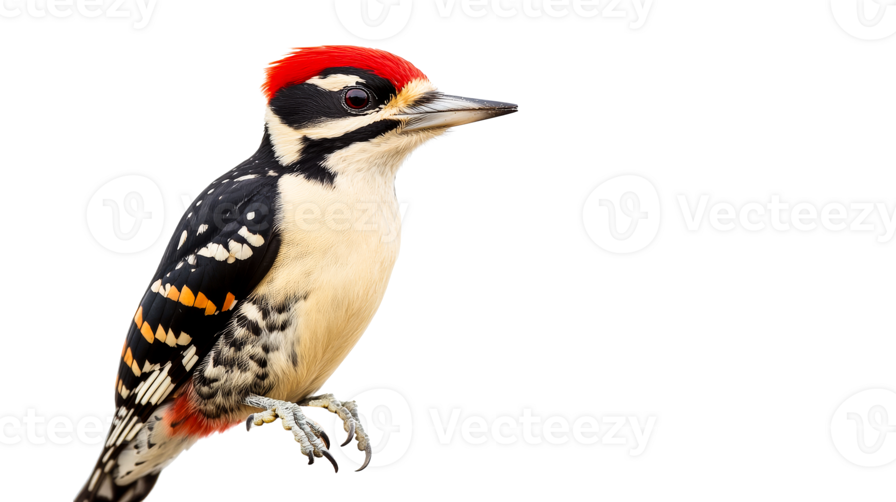 Woodpecker perched with vibrant plumage on a transparent background png