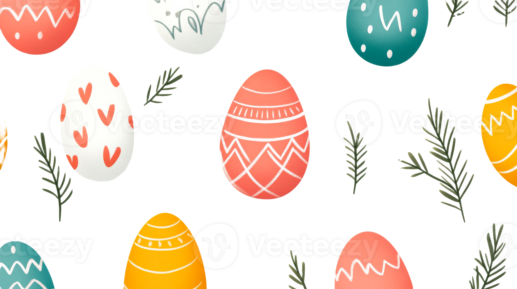 Easter Eggs Pattern Festive Holiday Background, seamless texture, cut out transparent png