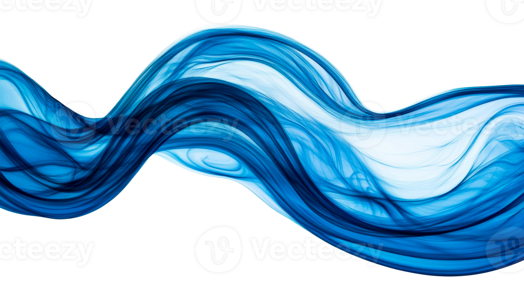 Flowing Blue Fractal Wave on Black Background, cut out transparent png
