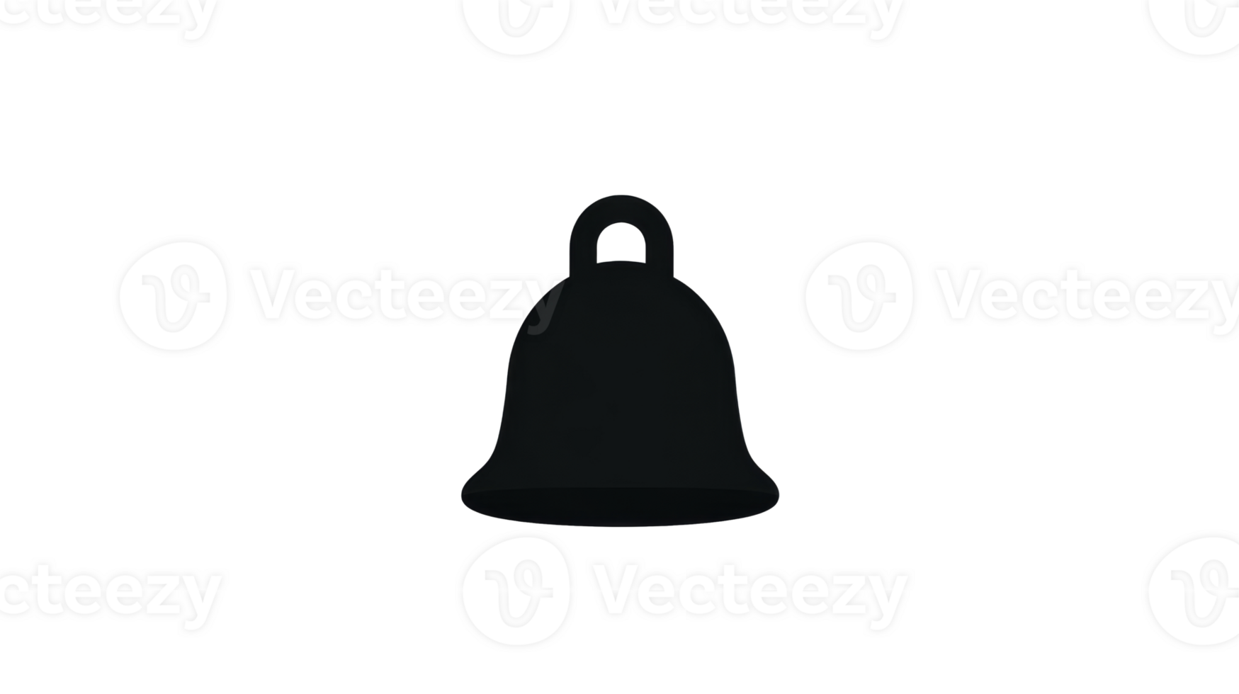Black bell with ring silhouette, simple shape illustration, cut out transparent png
