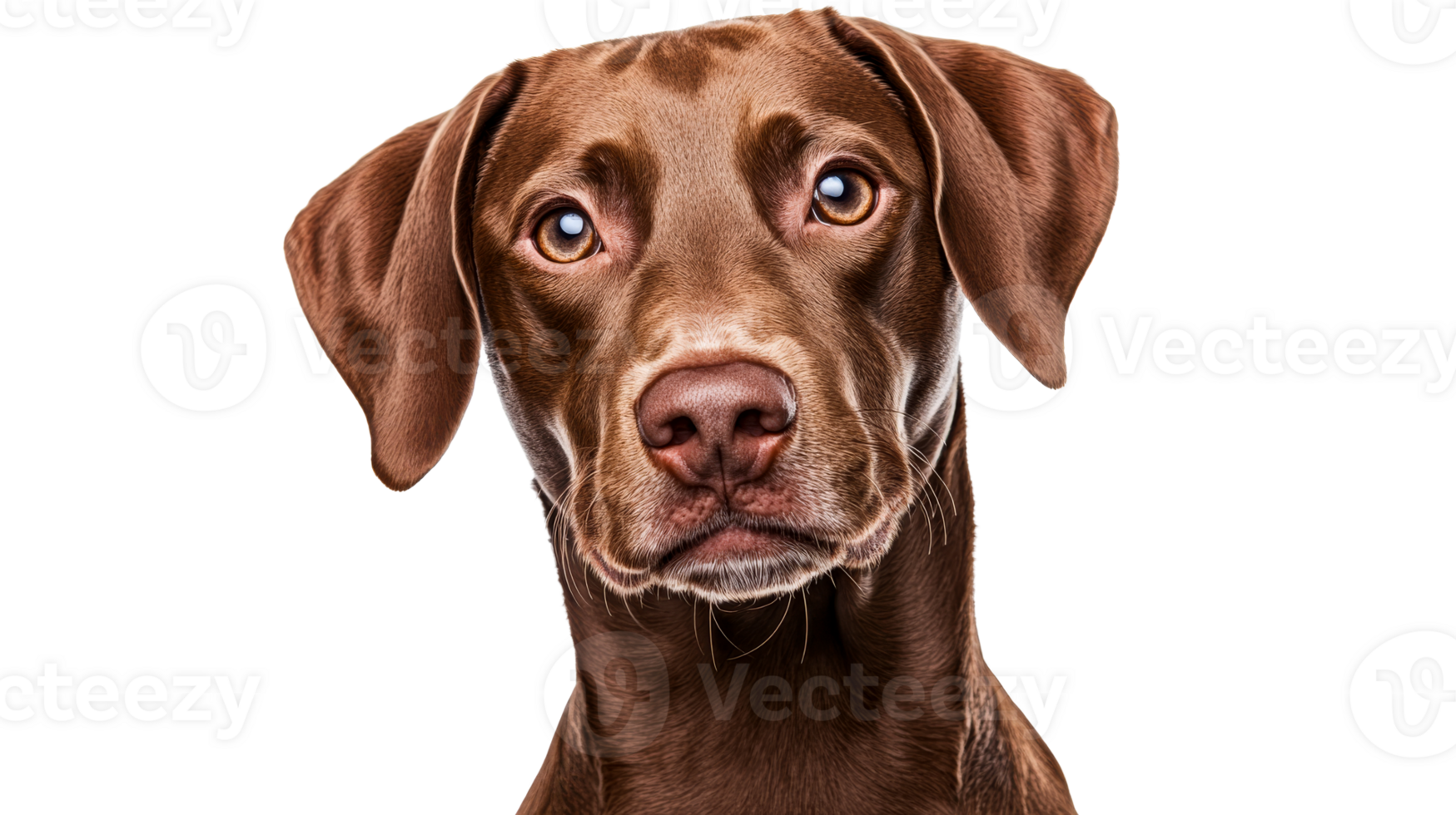 Curious brown puppy tilt head, animal portrait, isolated, cut out transparent png