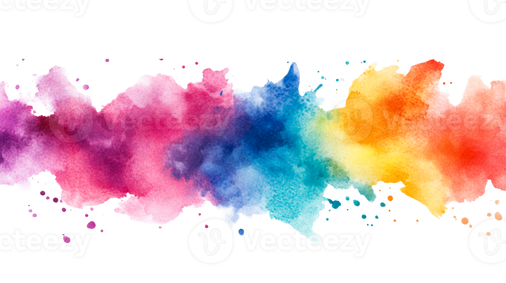 Watercolor multicolor background stain effect, vivid texture , cut out transparent png