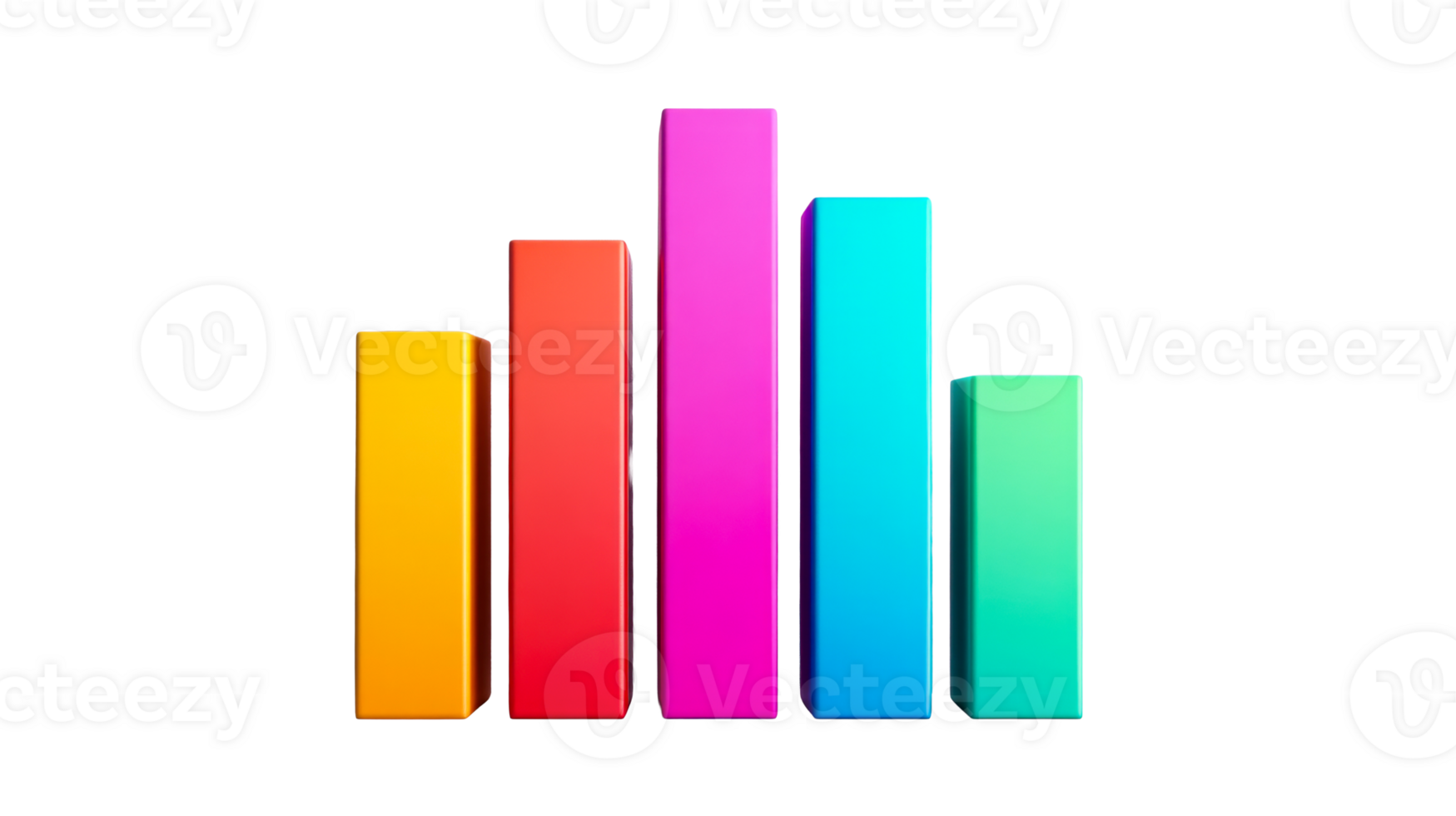 Multicolored bar graph chart, cut out transparent png