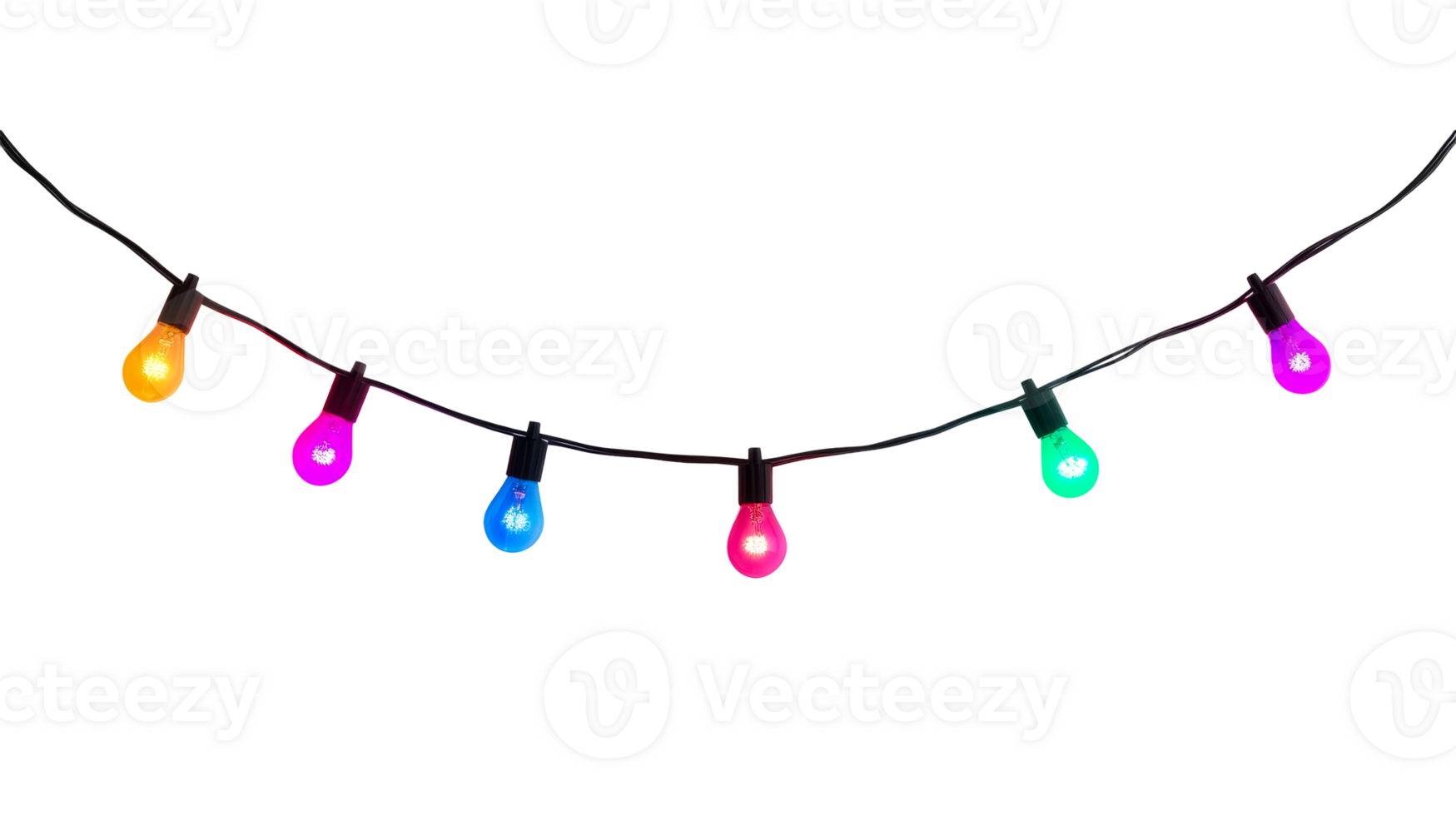 Party lights garland with colorful bulbs, cut out transparent png