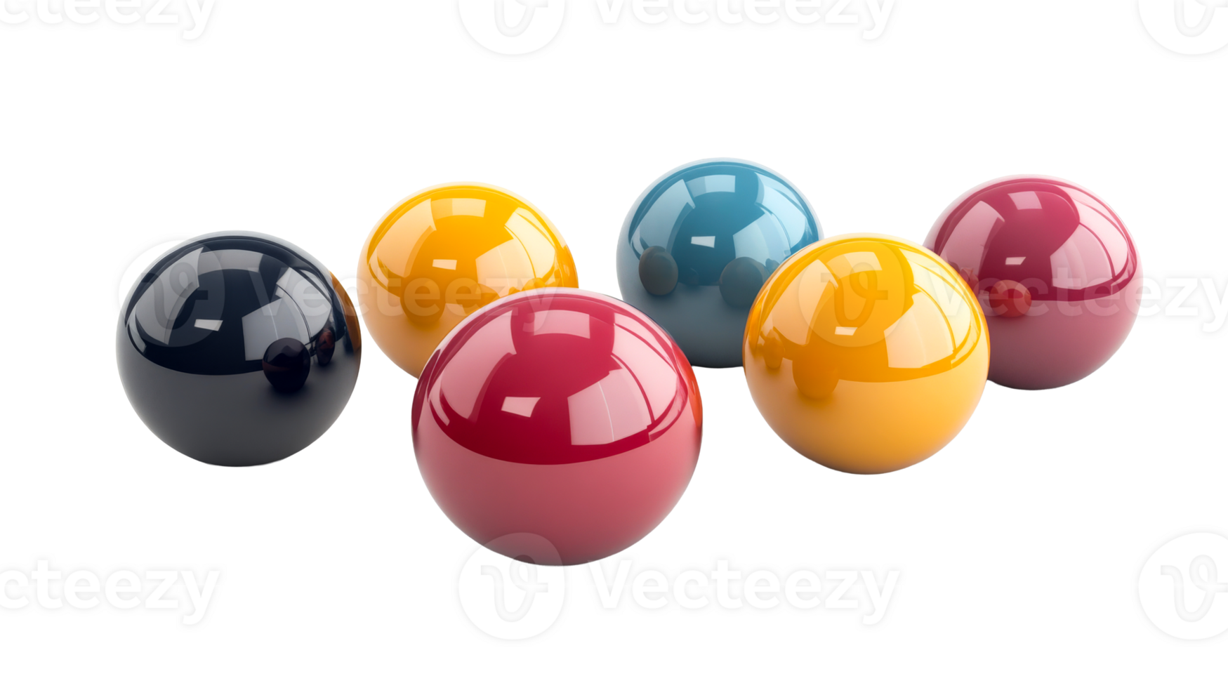 Collection of glossy balls in vibrant colors, cut out transparent png