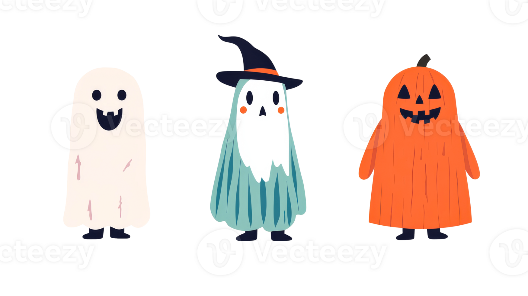 Halloween characters in costumes, transparent , cut out transparent png