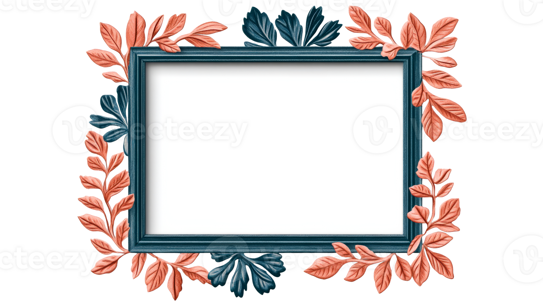 Elegant frame adorned with botanical elements, cut out transparent png
