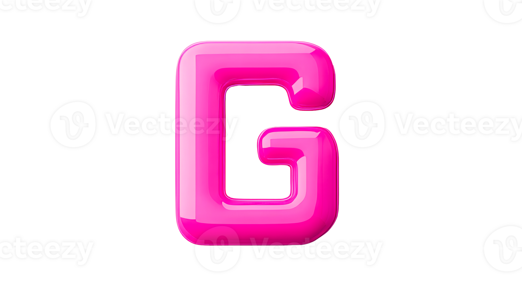 Glossy 3D letter G, bright color, alphabet design, font graphic, cut out transparent png