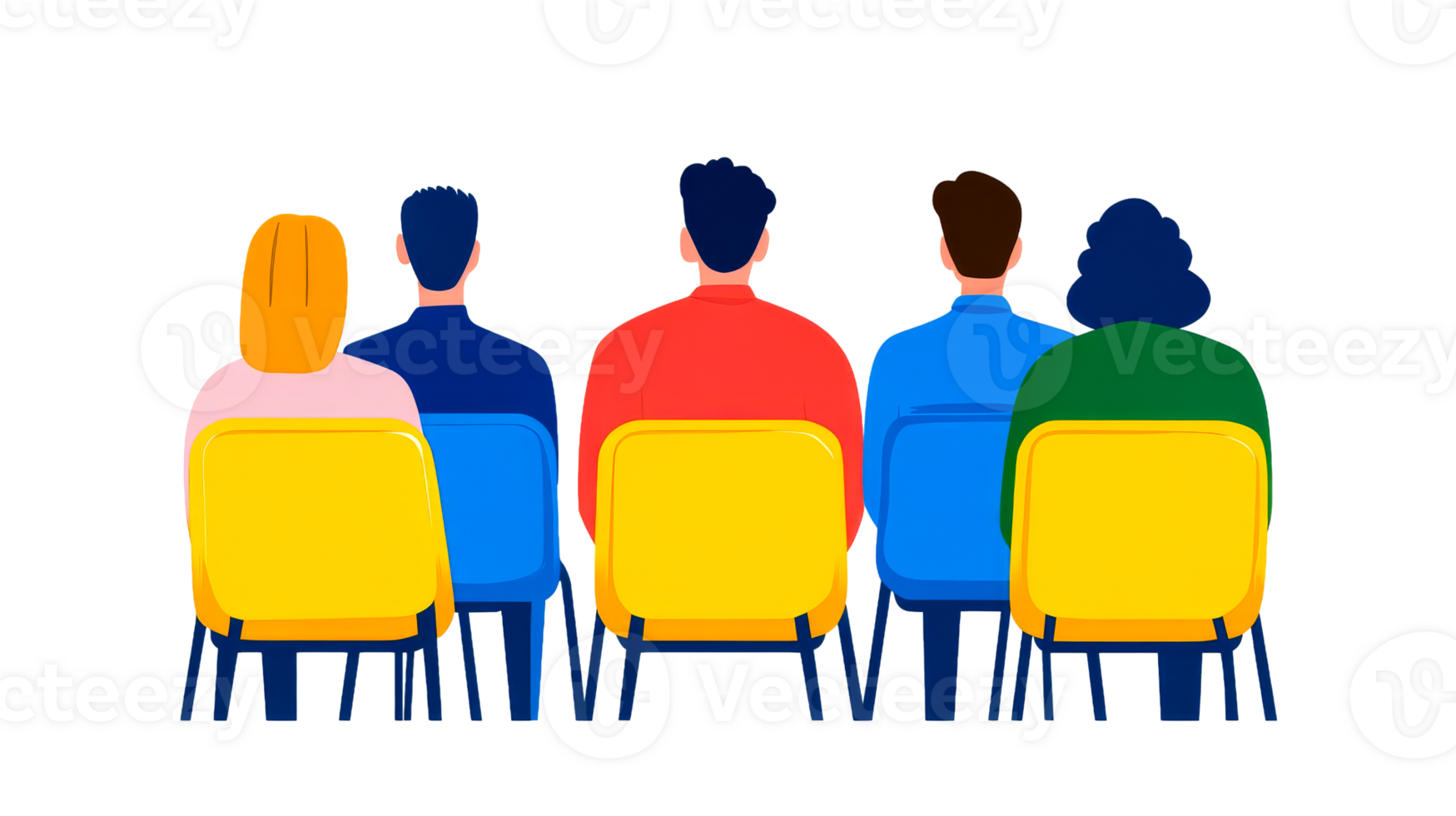 Audience watching performance, illustration, cut out transparent png