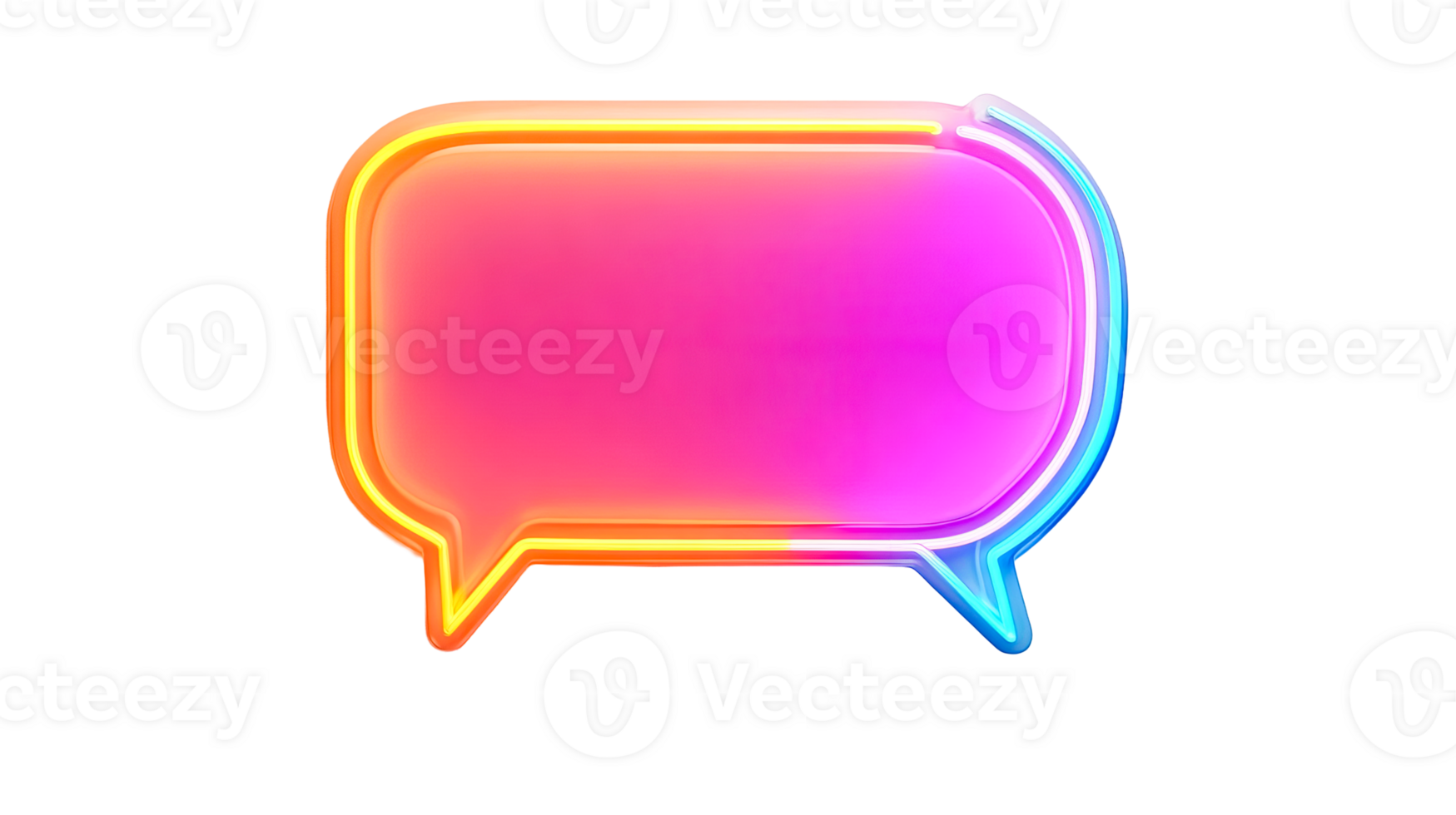 Glowing vibrant message speech bubble, cut out transparent png