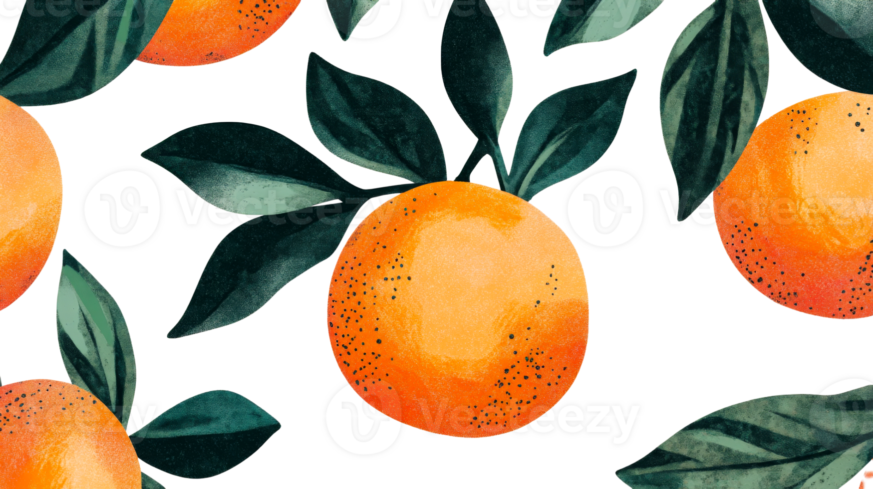 Oranges with Leaves on Black Backdrop, cut out transparent png