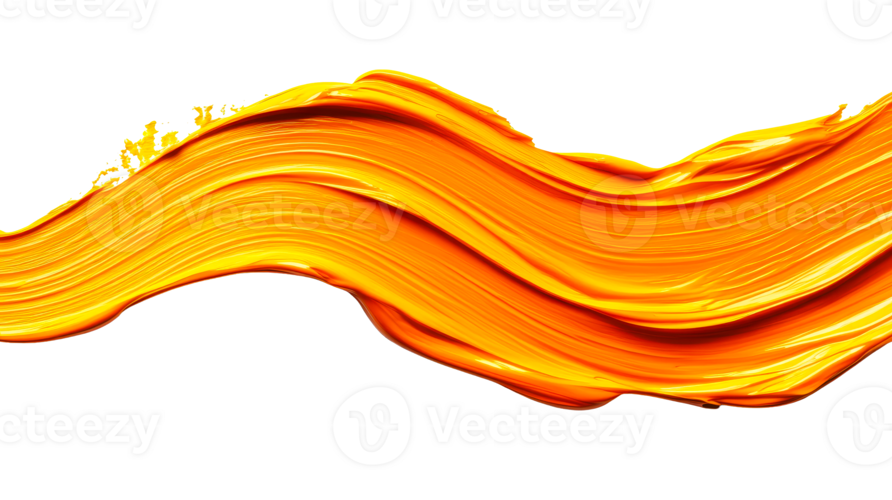 Paint stroke with a rich, golden hue and dynamic texture , cut out transparent png