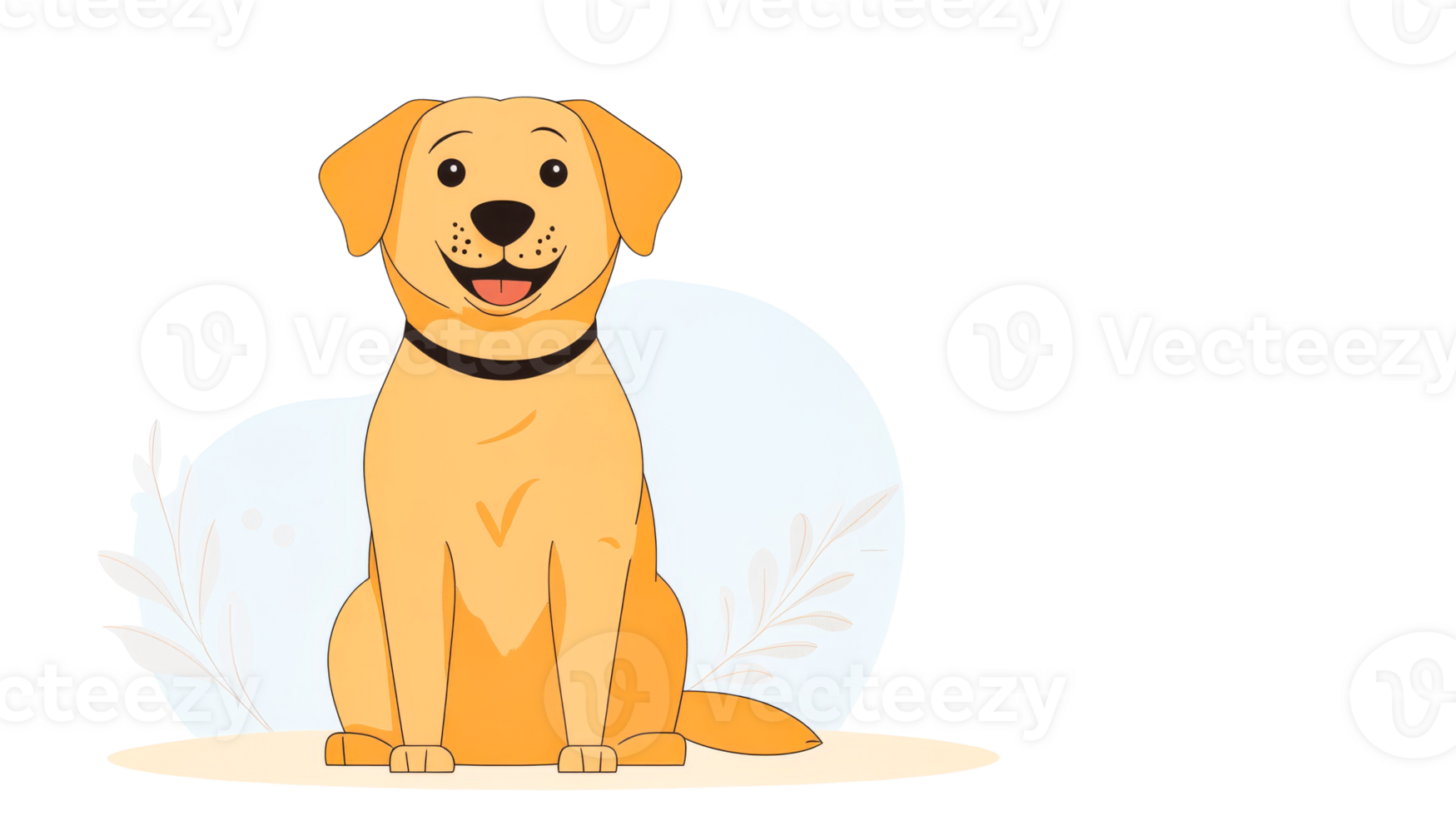 Cartoon Labrador sitting, collar, animal face, funny look, pet, cut out transparent png