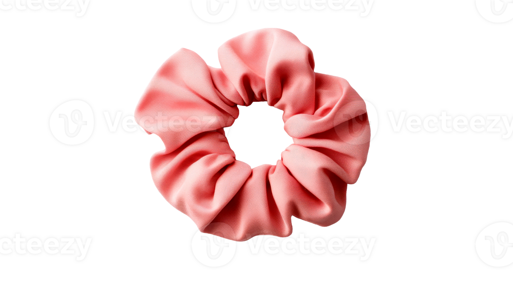 Salmon scrunchie close-up, isolated on black background, cut out transparent png