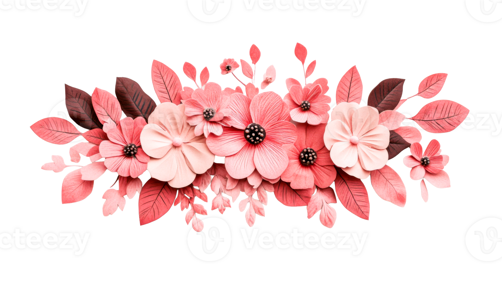 Elegant floral arrangement with paper flowers, cut out transparent png