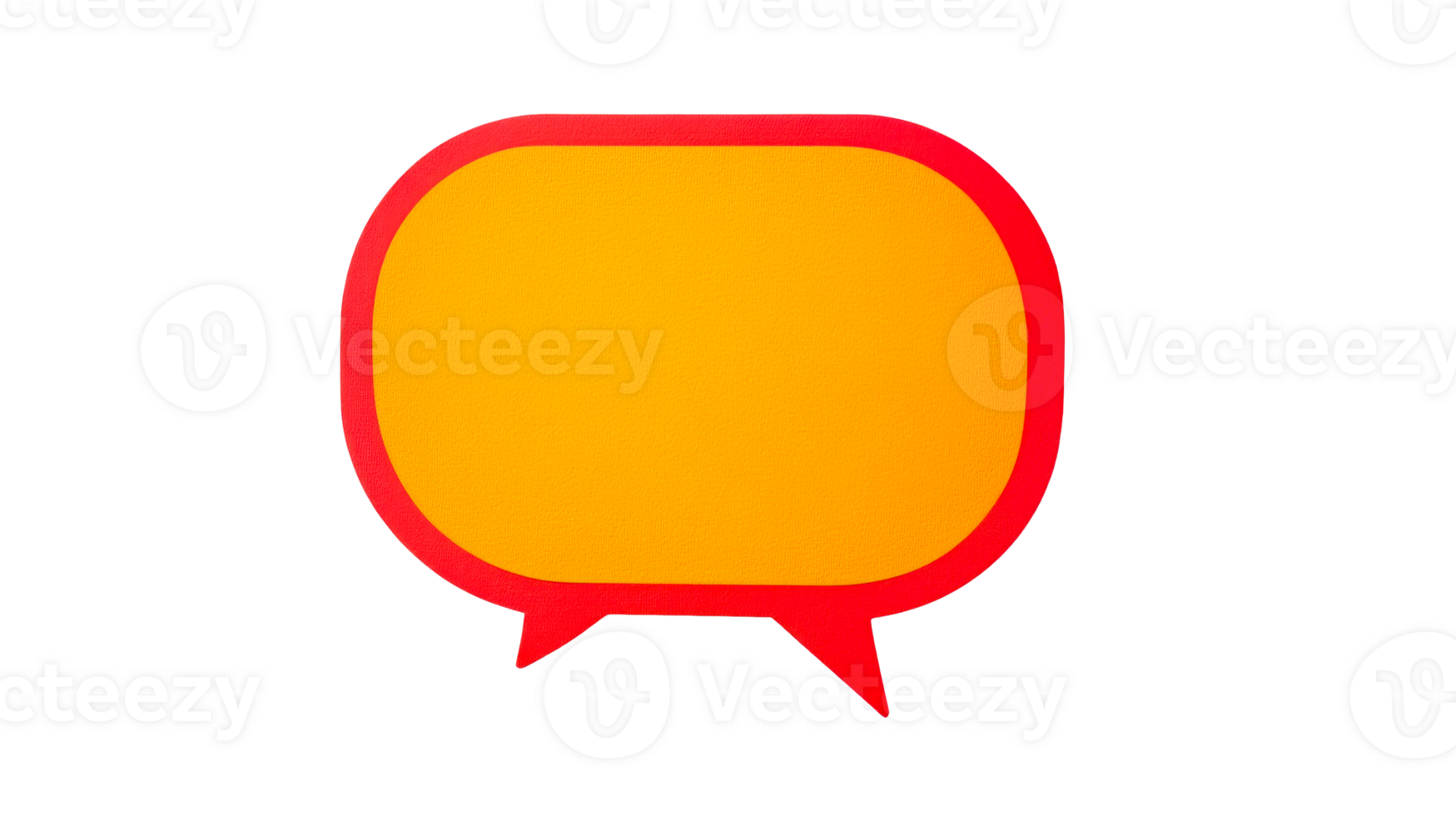 Communication speech bubble with yellow fill and red outline, cut out transparent png