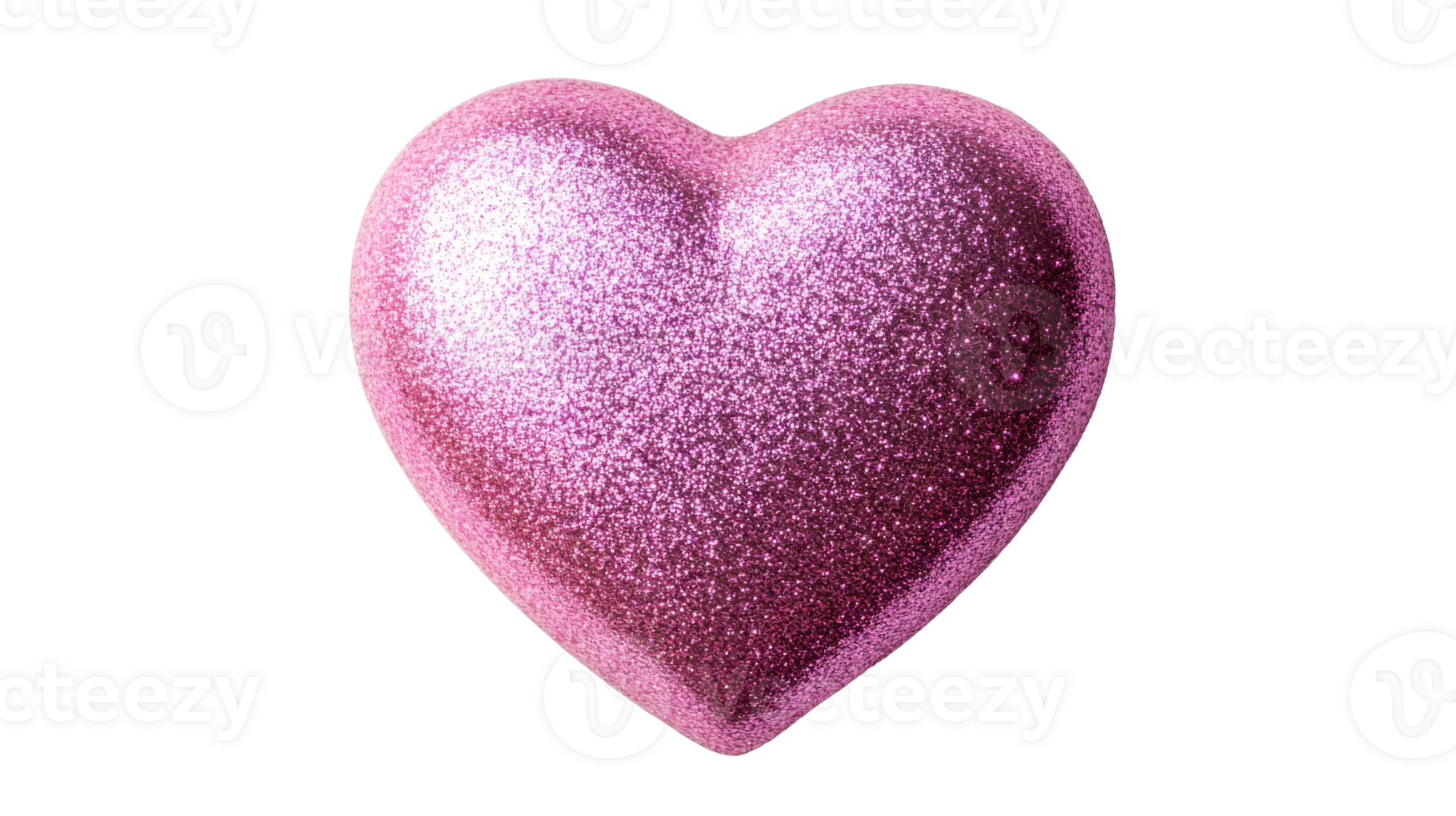 Pink glitter heart for Valentine's Day isolated, cut out transparent png