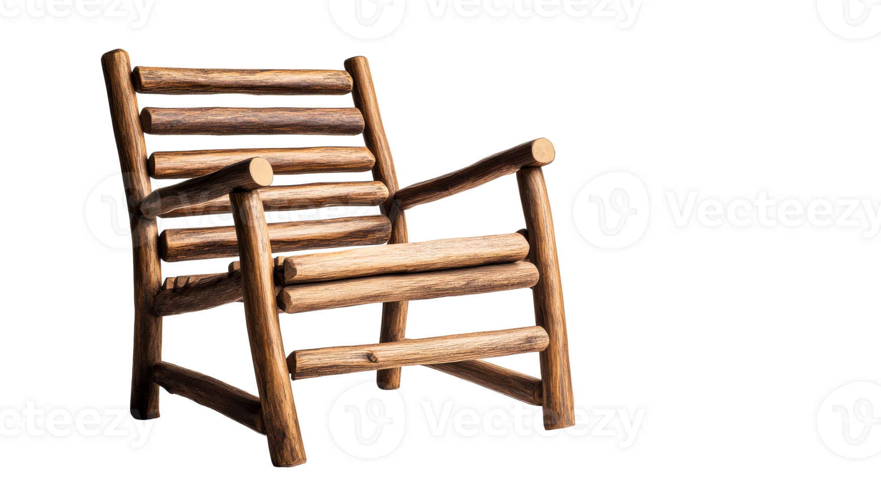 Rustic wooden chair handmade furniture design, cut out transparent png