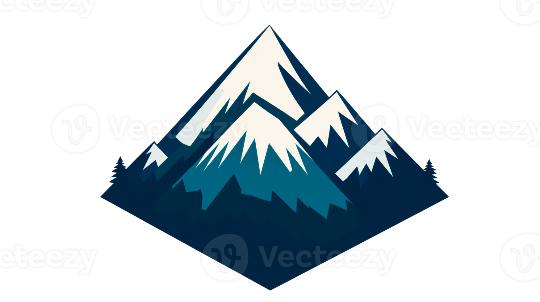 Mountain landscape with snow-capped peaks, adventure outdoor, cut out transparent png