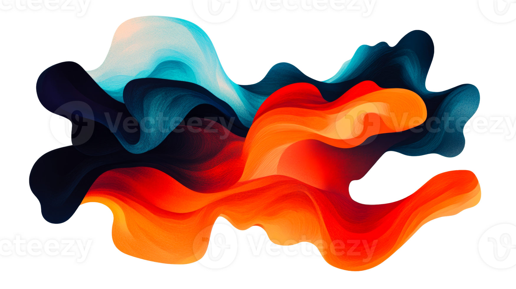 Abstract colorful fluid swirls background art, cut out transparent png