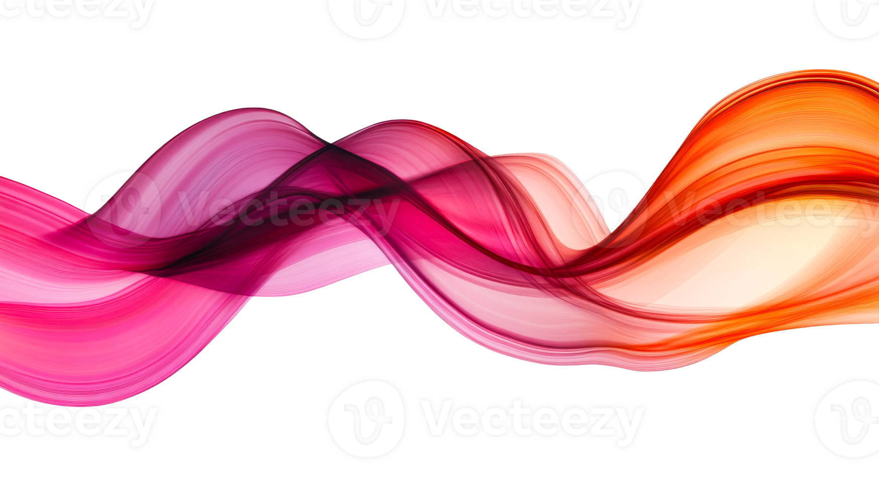 Colorful, wavy lines of red and pink on a black background, cut out transparent png