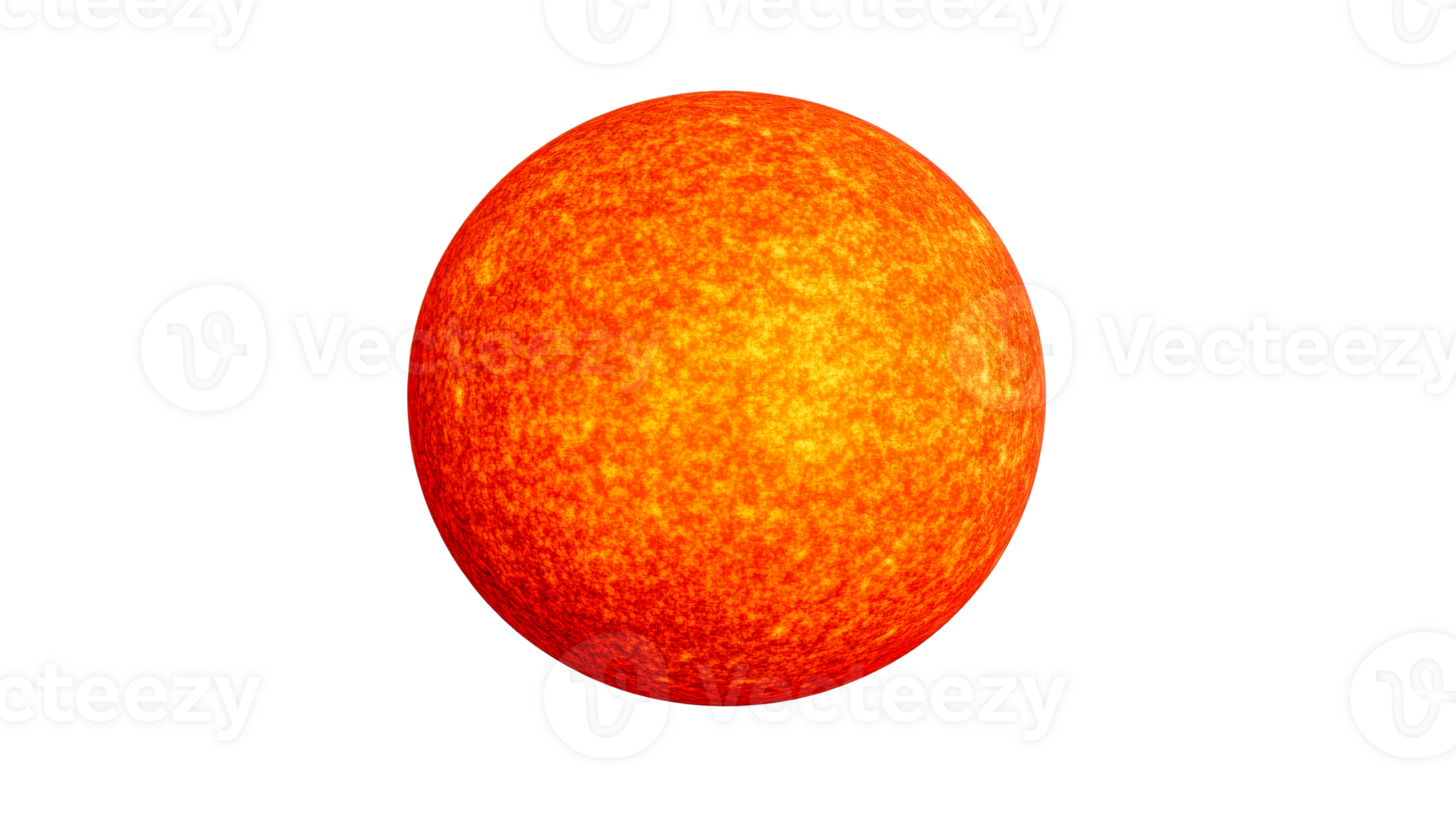 Glowing Sun Sphere with Texture, Black Background, cut out transparent png
