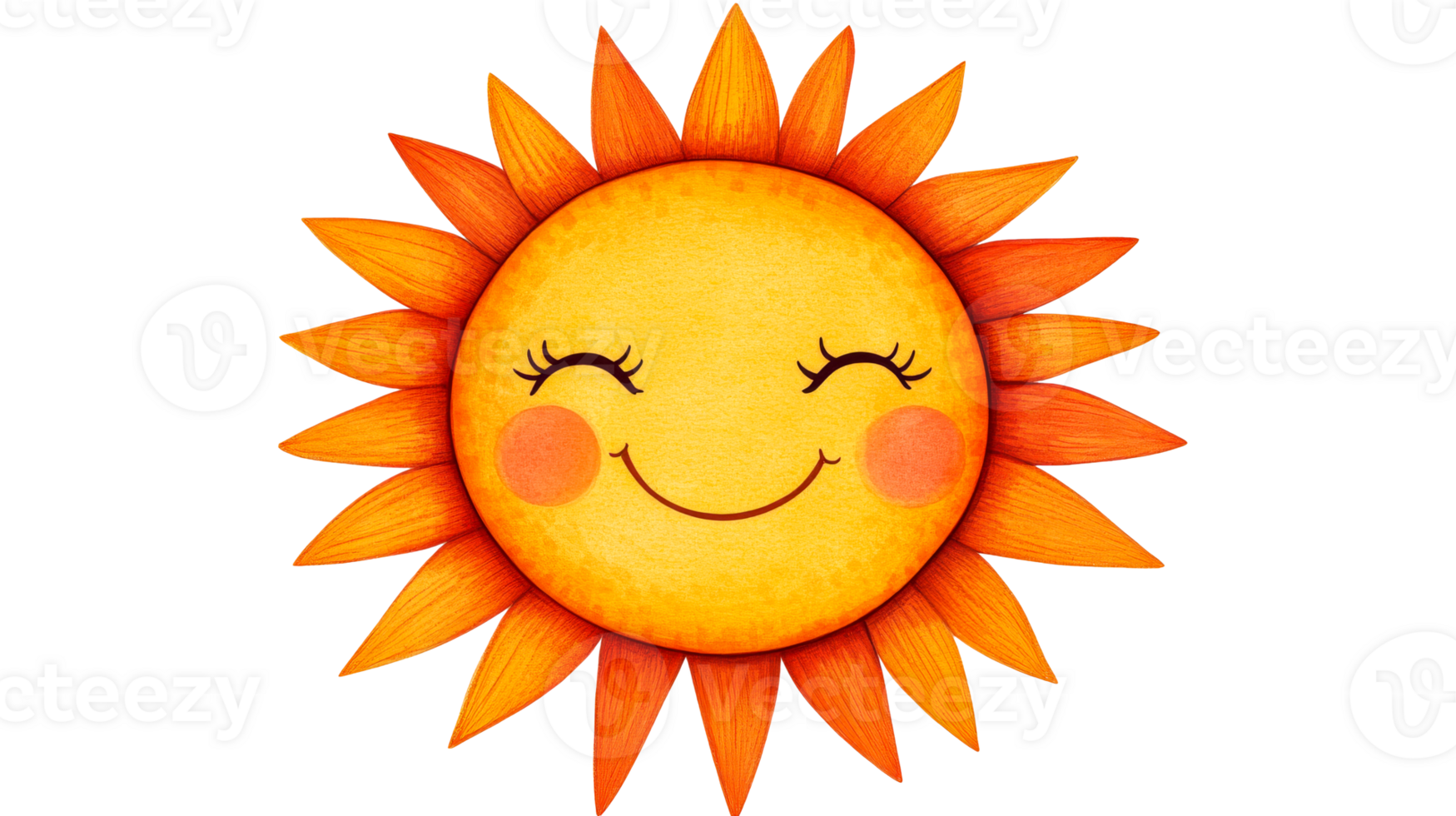 Smiling Sun with Blinking Eyes, Cute and Whimsical, cut out transparent png