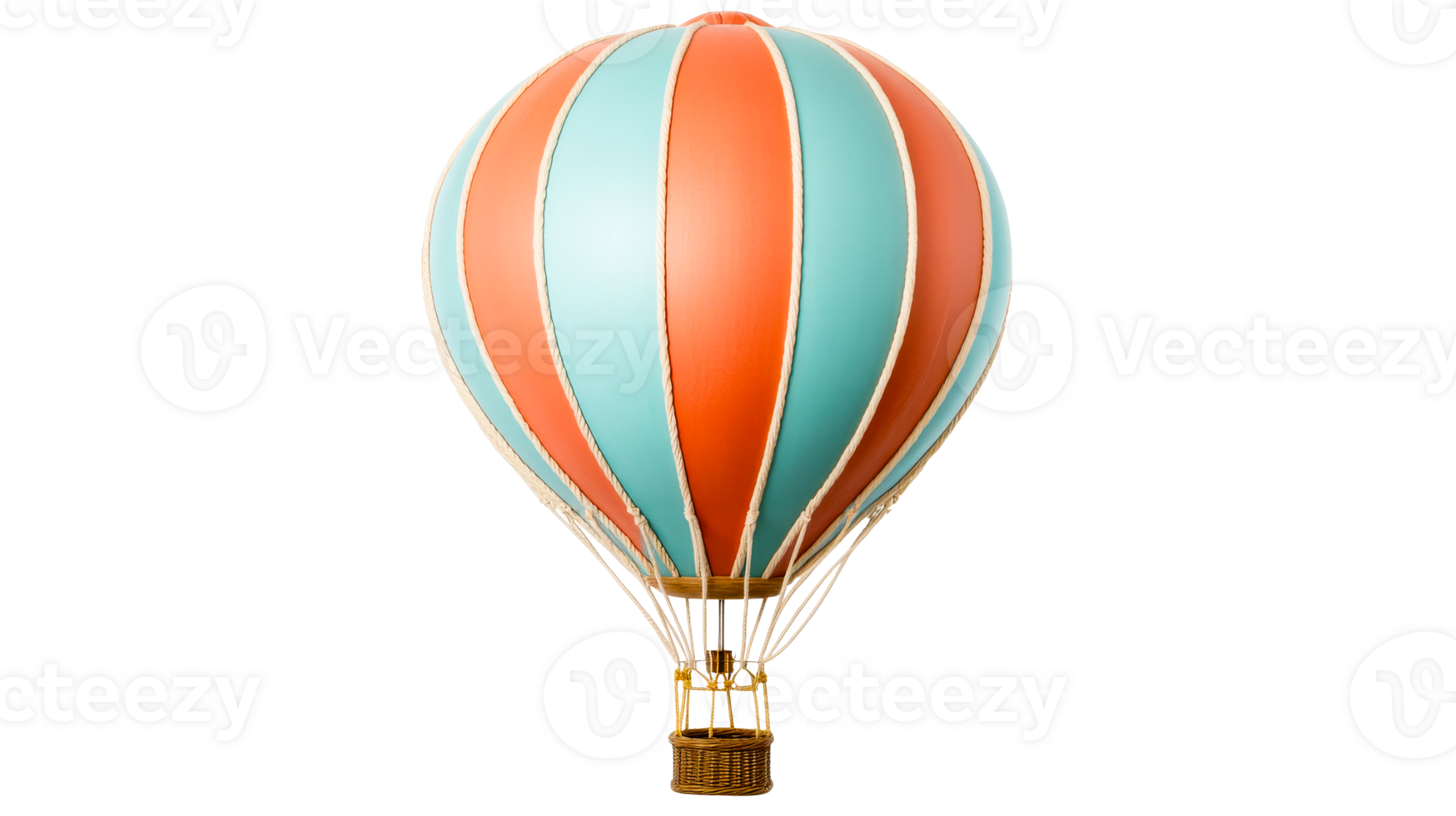 Colorful Hot Air Balloon Toy isolated against Black, cut out transparent png