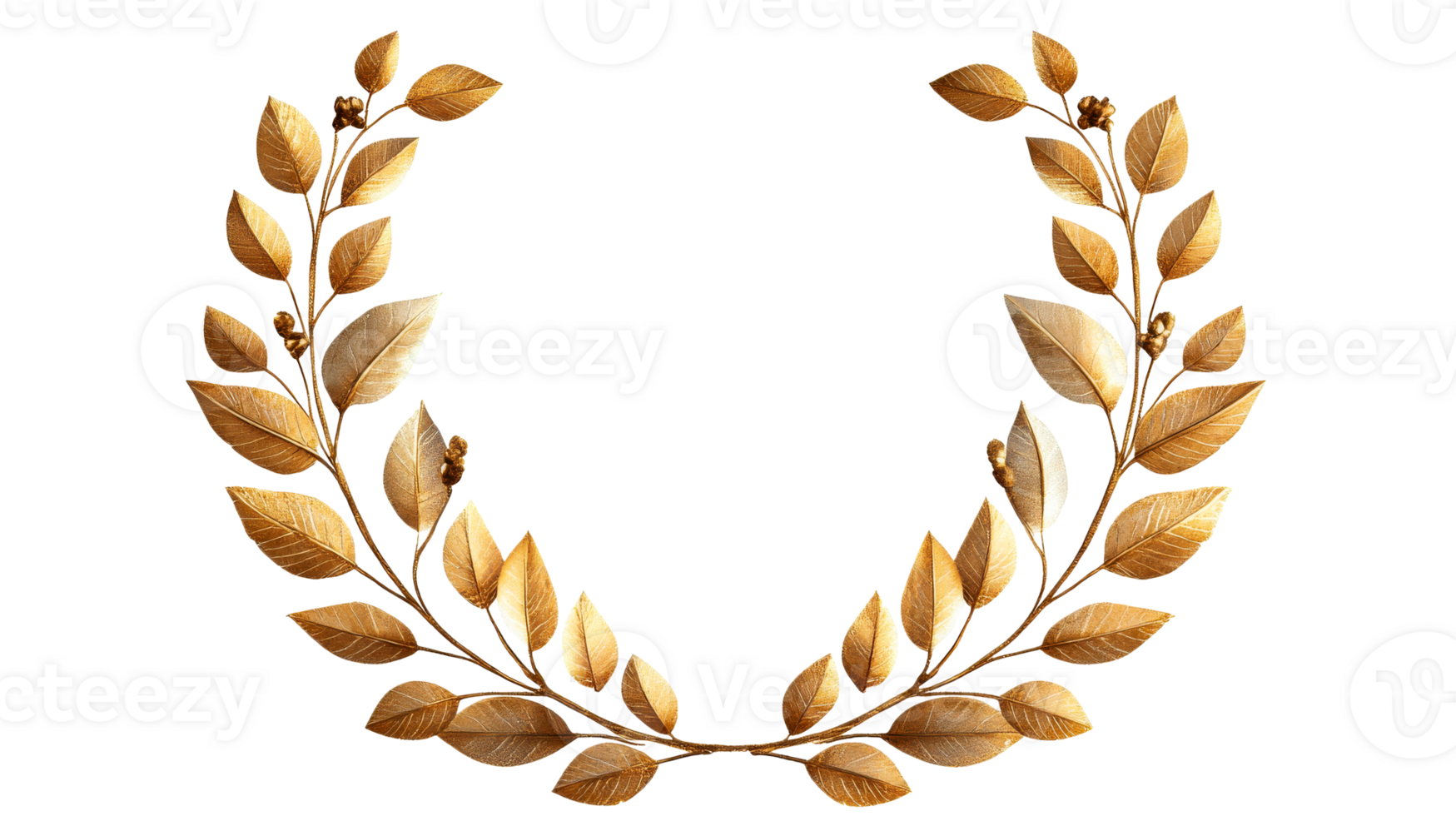 Golden leaf wreath, decorative luxury award, laurel frame, cut out transparent png