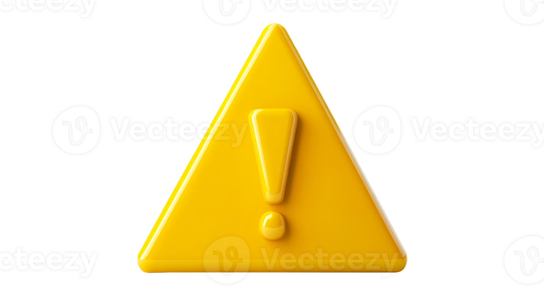 3D Glossy Yellow Exclamation Mark Symbol, Cut Out Transparent png