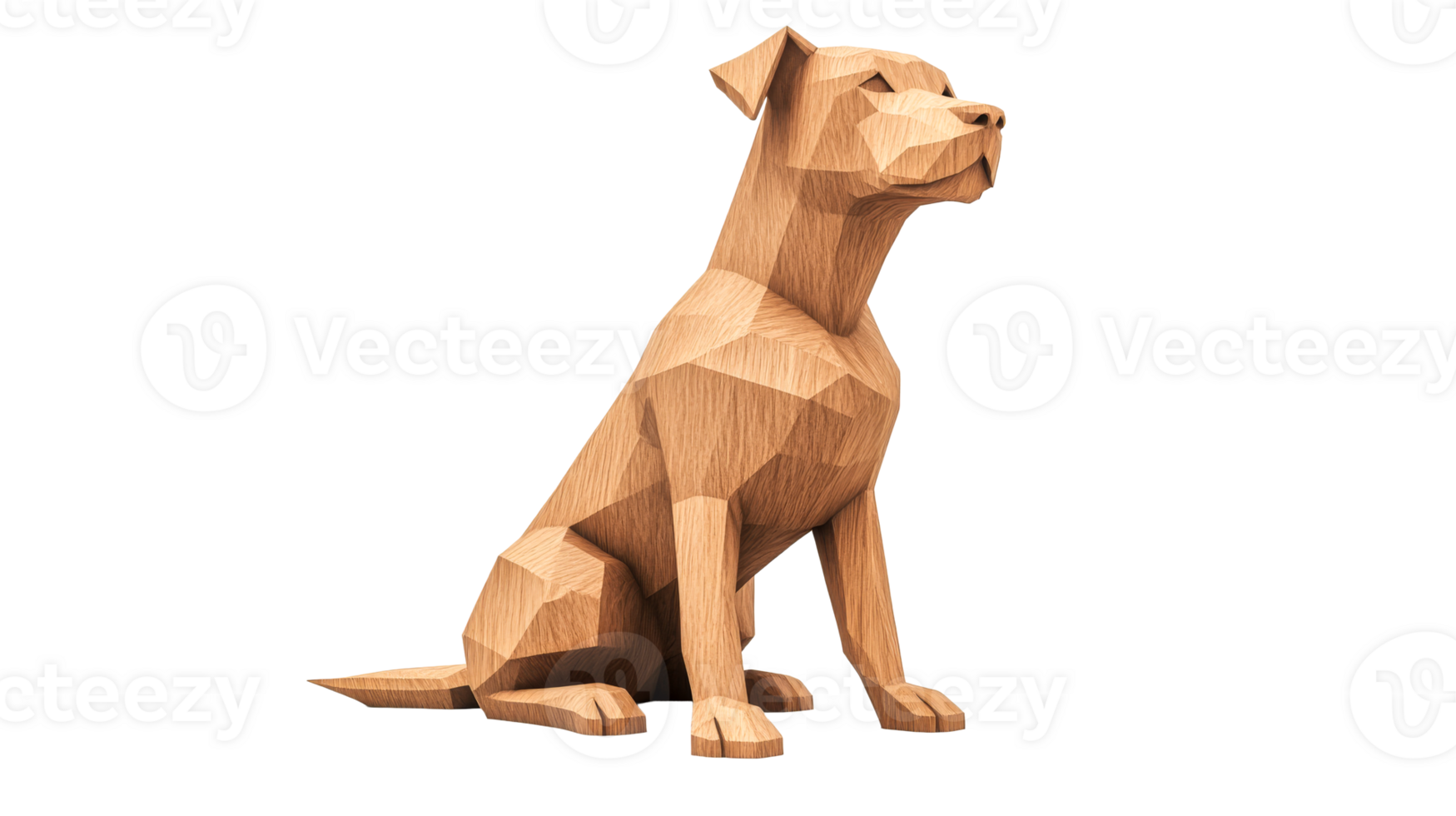 Geometric wooden dog sculpture, stylish pet design , cut out transparent png