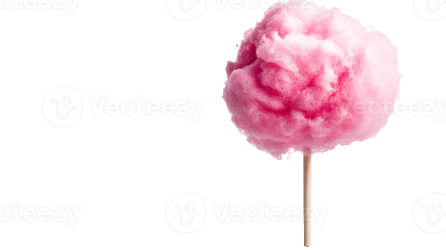 Pink cotton candy on a stick, sweet and fluffy treat, cut out transparent png