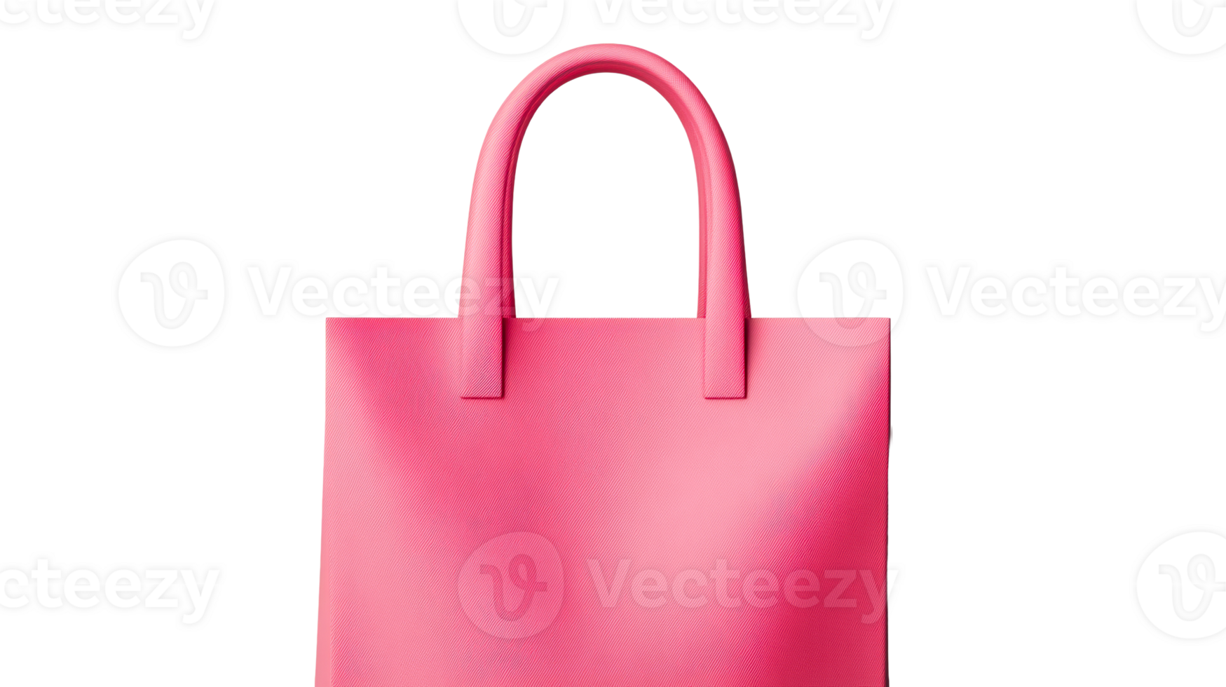 Pink tote bag with handles, isolated, cut out transparent png