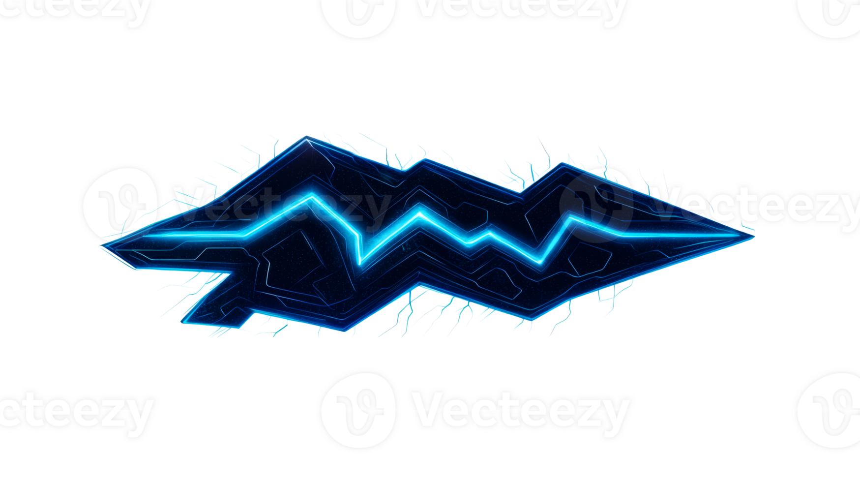 Abstract jagged geometric shape, energy discharge effect, cut out transparent png
