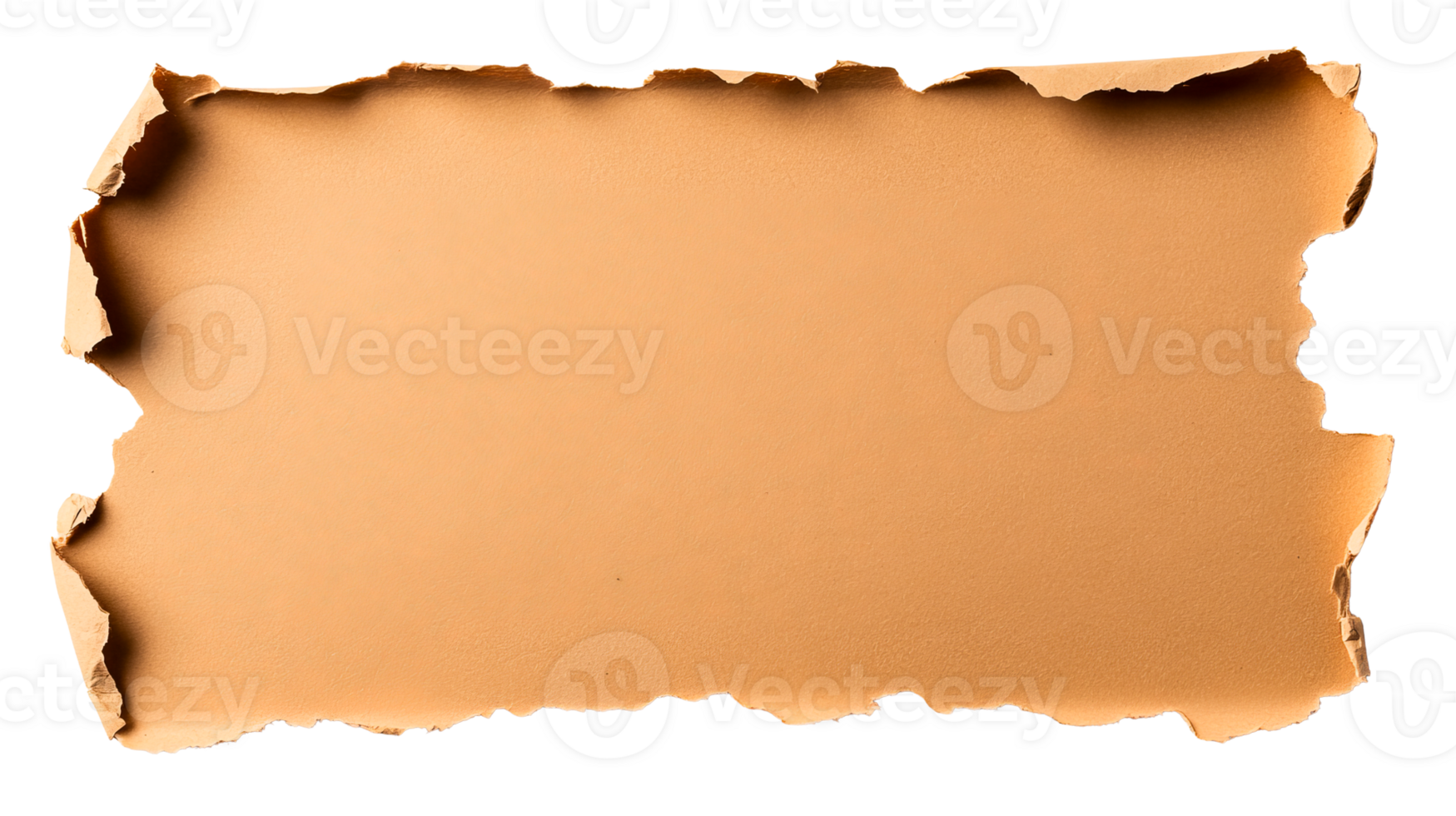 Torn edge parchment paper, antique frame for message ,cut out transparent png