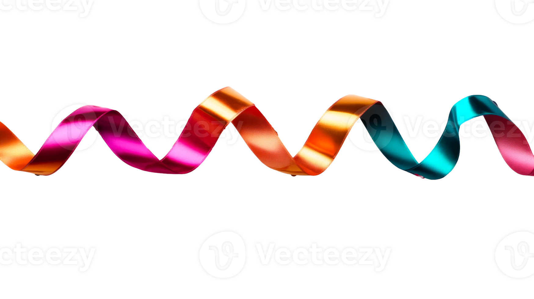 Multicolored ribbon waves and twists, cut out transparent png