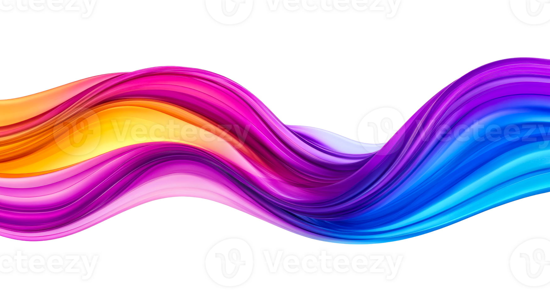 Multicolored swirling ribbon with dynamic motion and energy, cut out transparent png