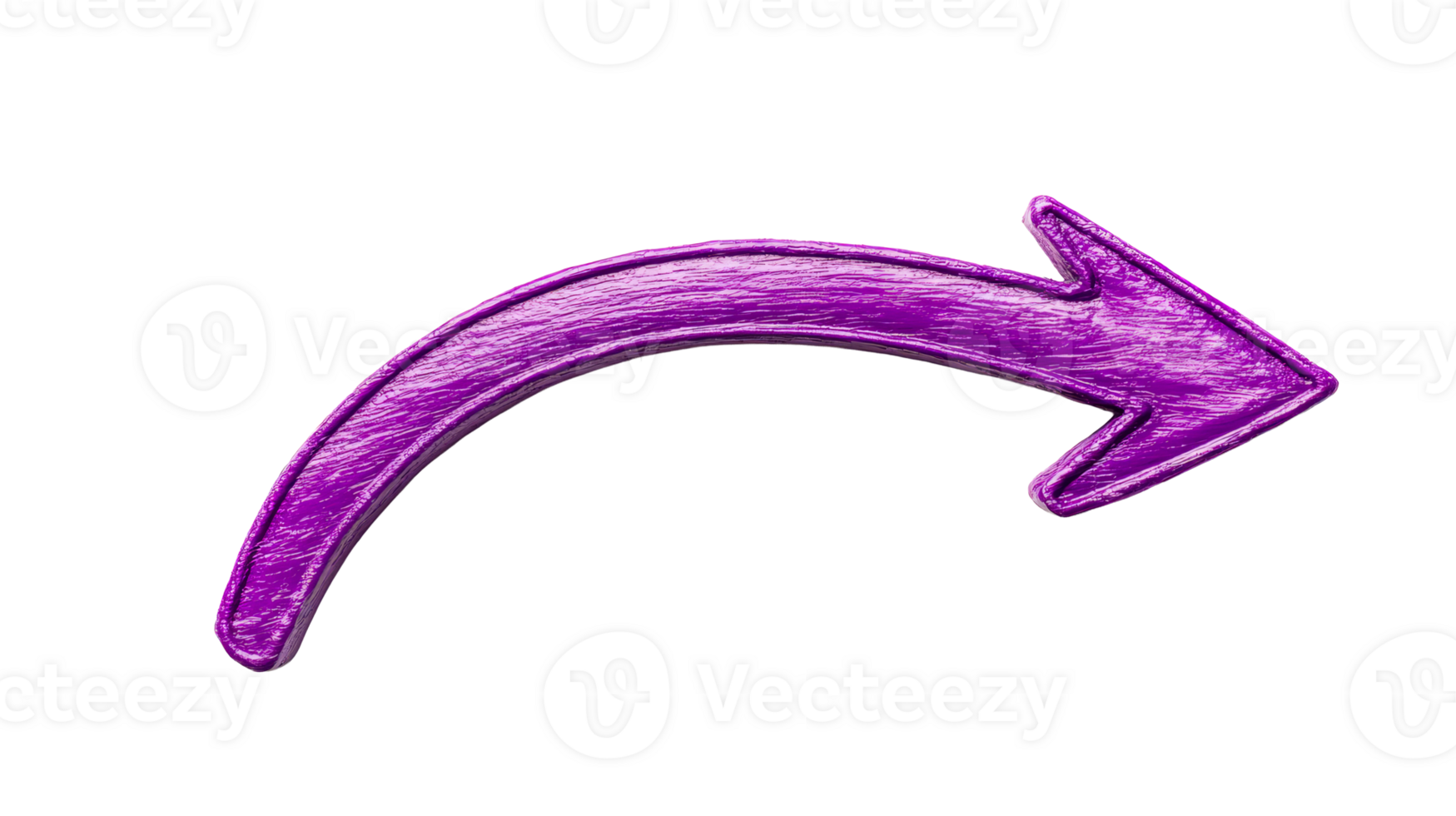 Purple Arrow with Textured Surface on Black, cut out transparent png