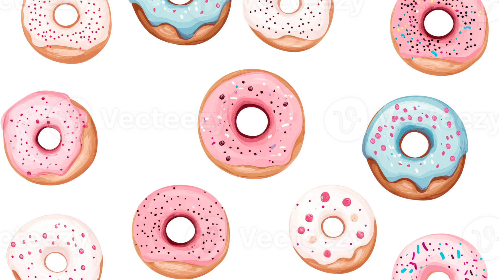 sortido rosquinhas com vários coberturas e cores, cortar Fora transparente png