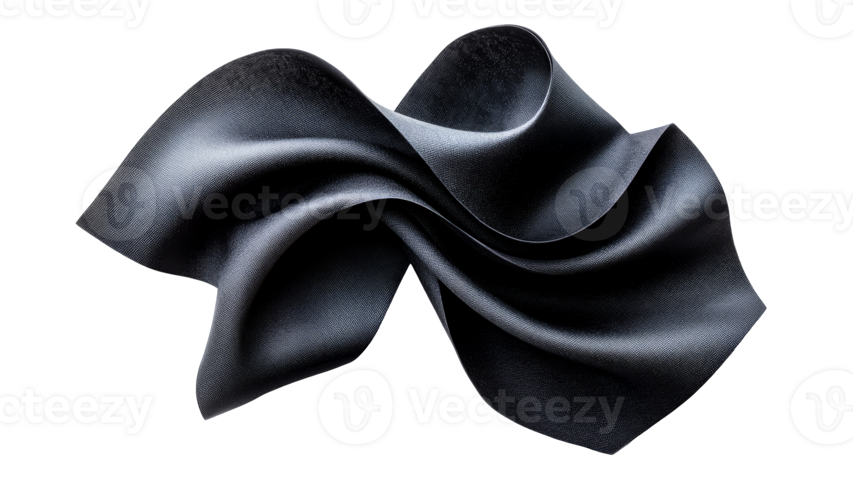 Abstract dark fabric folds pattern texture, cut out transparent png