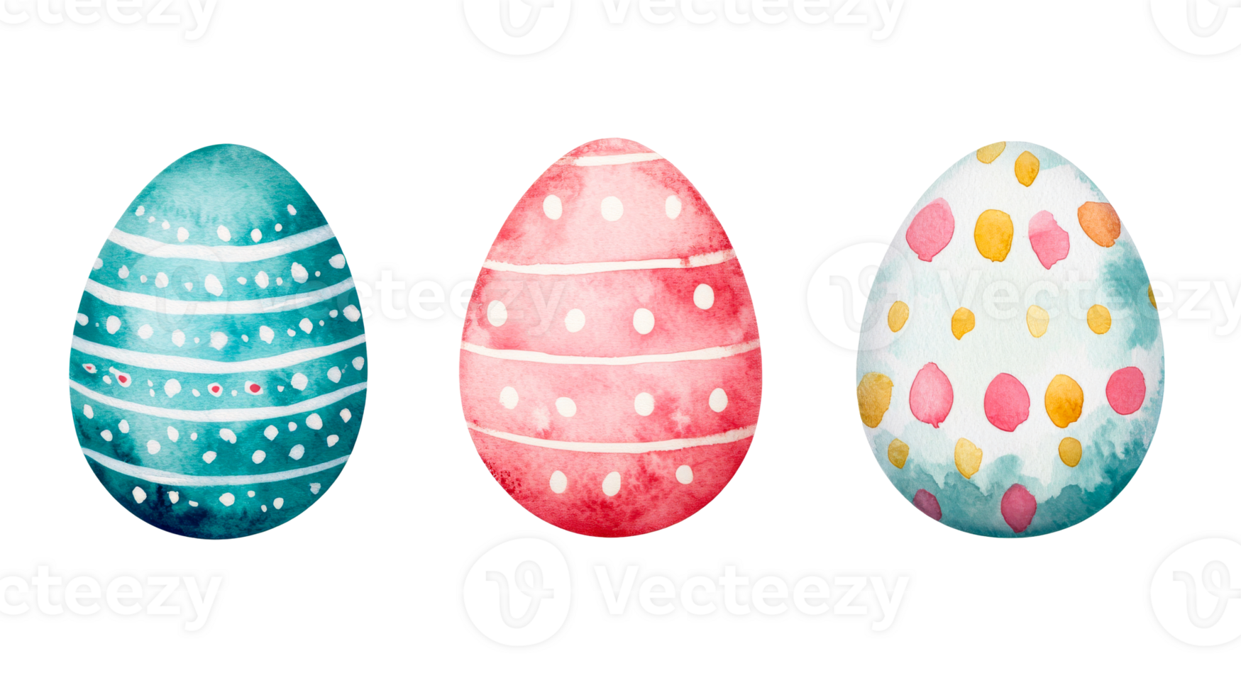 Watercolor Easter Eggs, colorful, festive spring decoration, cut out transparent png